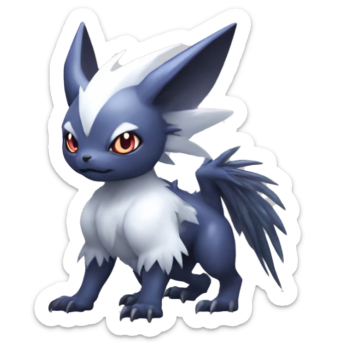 Edgy Cool Kawaii Baby Nargacuga-Absol-Garurumon-Pokémon Full Body Detailed High Quality sticker