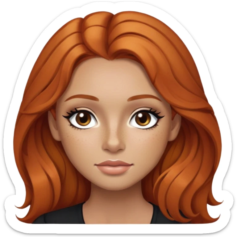 ginger hair, brown eyes, freckled, baddie,pretty, makeup, black eyeliner, long hair sticker