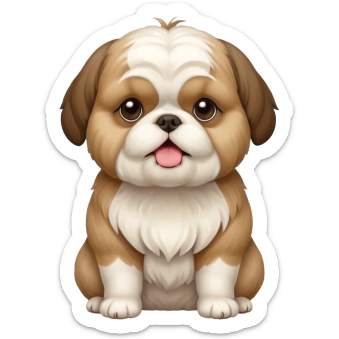 An overweight shih tzu dog sitting up on its hind legs begging for a treat  sticker