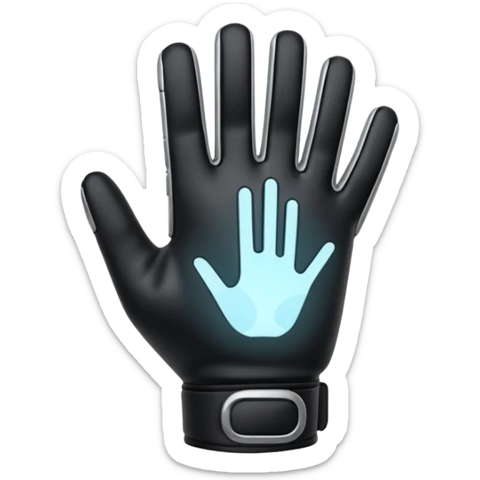 Minimal emoji of a futuristic nano-tech glove with subtle glowing lines, flat sci-fi wearable icon sticker