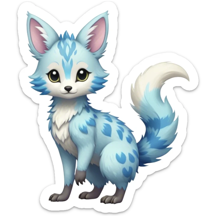 Feral Rare Fantasy cute pastel Vernid-Trico-species by LiLaiRa, random markings, tufted ears, full body sticker
