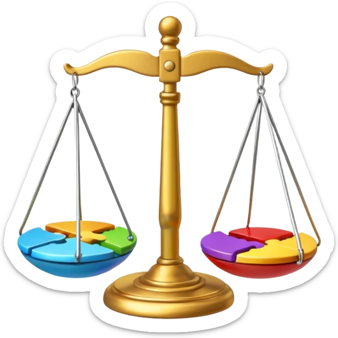 emoji, of a puzzle and a Balance for accounting. sticker