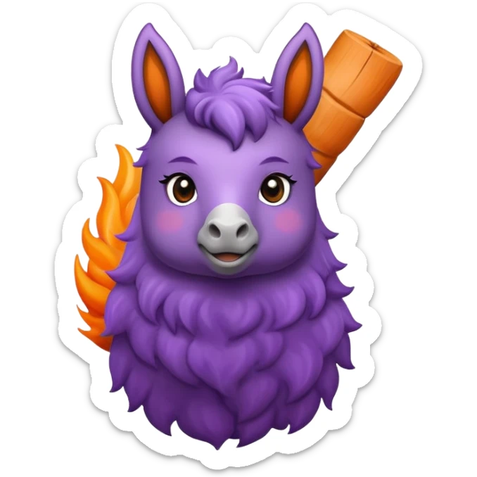 Genera un emoji de una berenjena y un melocotón en fuego sticker