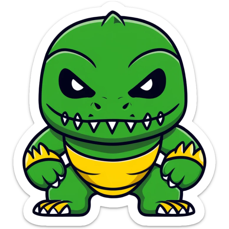 fierce alligator luchador mask with swamp green and gold colors sticker