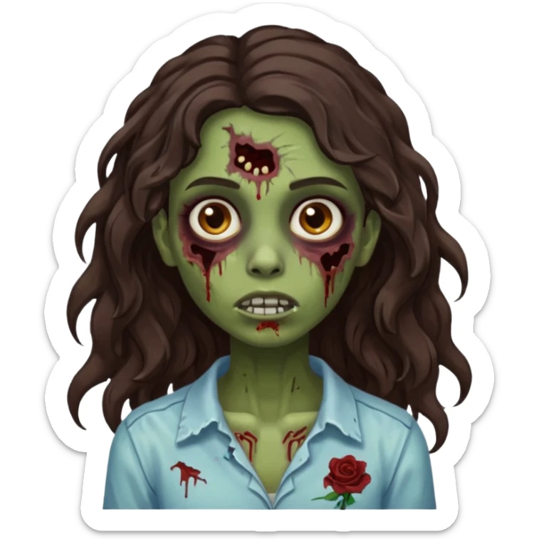 garota zumbi morena de cabelos castanho escuro e ondulados sticker