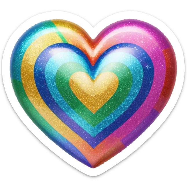 rainbow glitter heart sticker