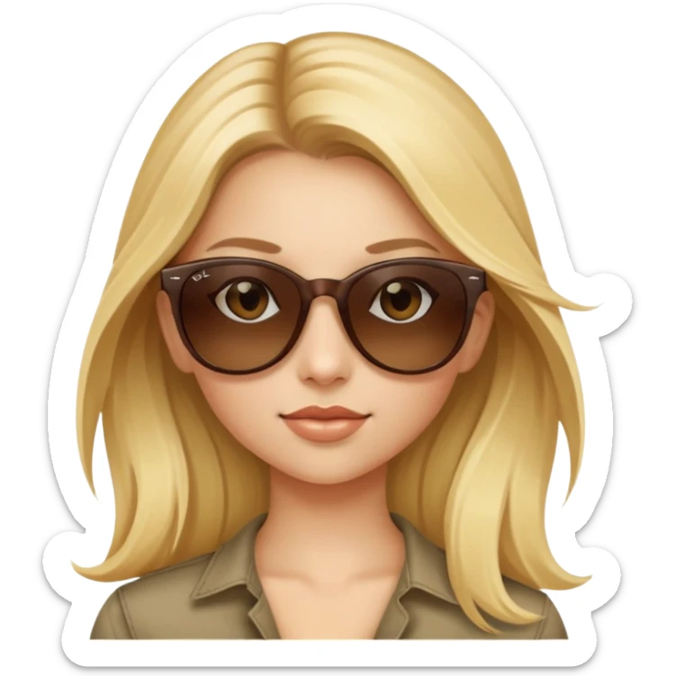 girl long blonde hair with brown ray ban sunglasses sticker