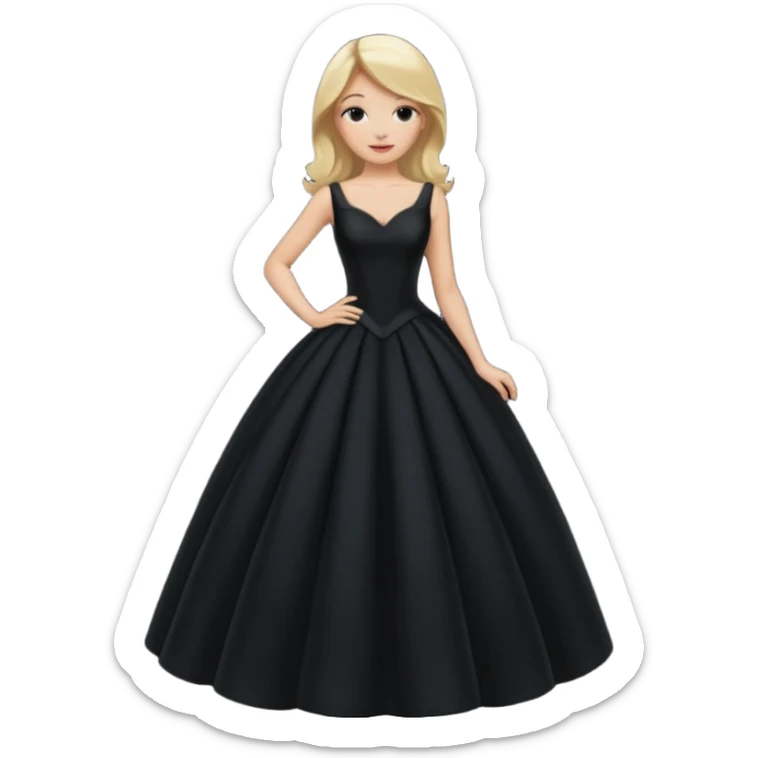 Blonde white woman in long fitted black ball gown dress  sticker