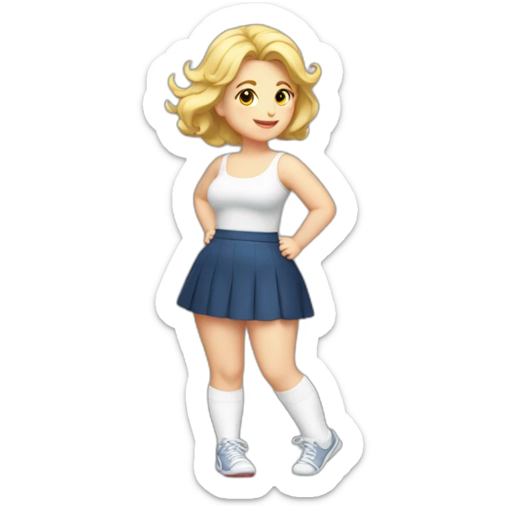 full-body-back-view-curvy-caucasian-beauty-in-small-skirt-lifted-by-strong-wind-butt-white-socks sticker