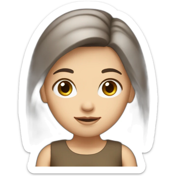 little white woman, dark long brown hair, curve full body sticker