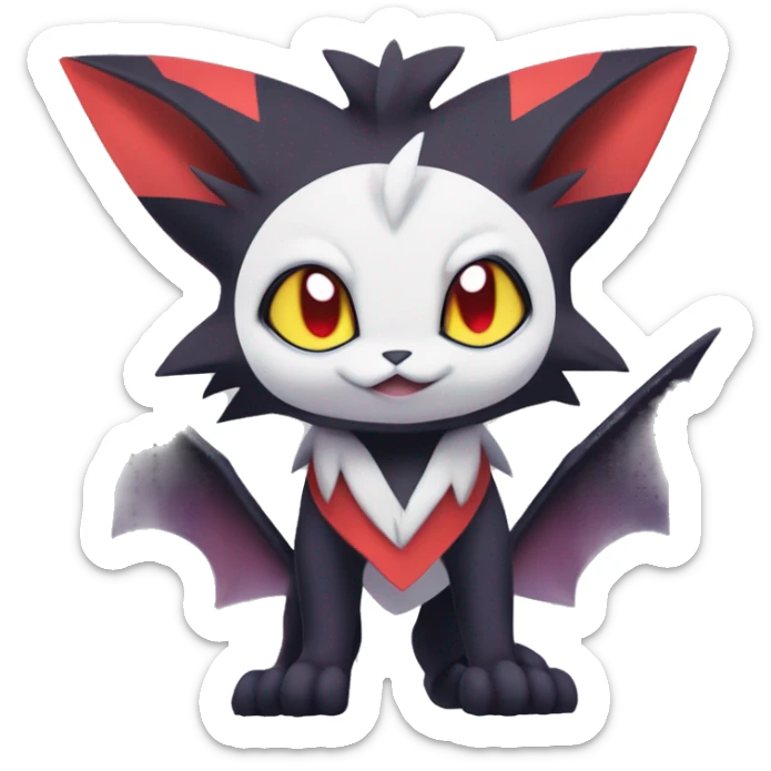 Edgy Cute Cool Kawaii Litten-Noivern-Zoroark-Noibat-Absol-Pokémon Full Body sticker