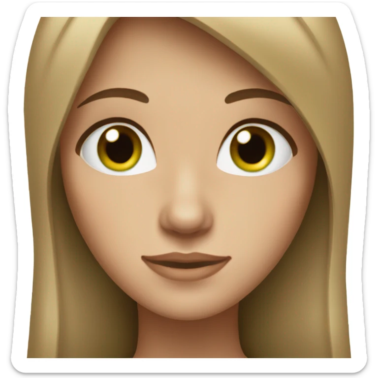 woman with long straight brown hair, green eyes, freckles  sticker
