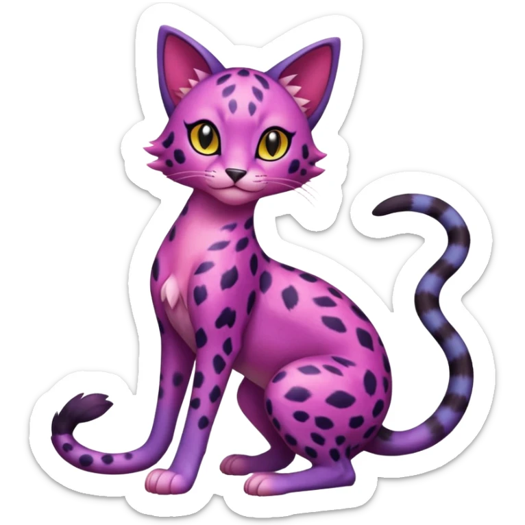 Gradients-colored realistic elegant lanky feminine cute pretty  Liepard-Purrloin-Litten-Sprigatito-Pokémon-fusion-creature (full body) sticker