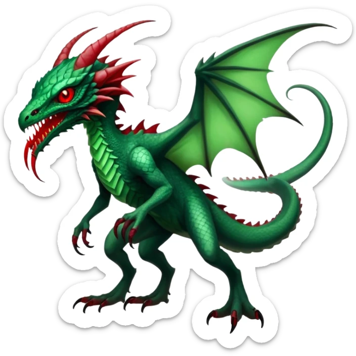 Cool Edgy Green Red ethereal eldritch badass Fionbri-Vernid-Trico-animal-creature full body sticker