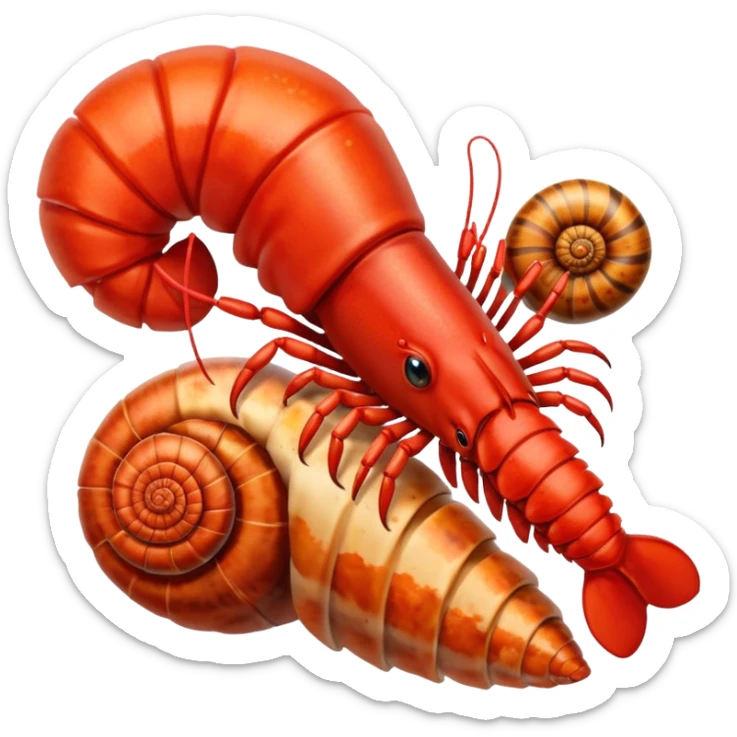 🦞🐚 que salga una claw como del emoji de lobster del emoji de shell de caracol. sticker