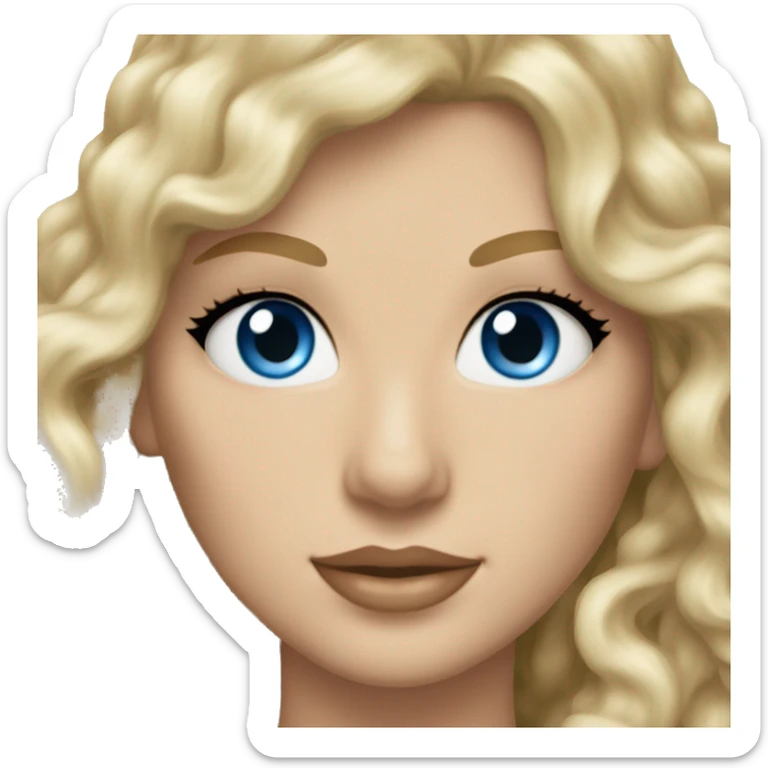 (Taylor Swift) A woman with blonde, long and curly hair, with blue eyes. sticker