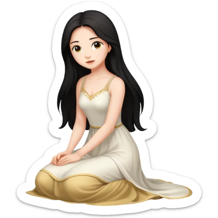 Beautiful girl knelt down by the grace of other women sticker
