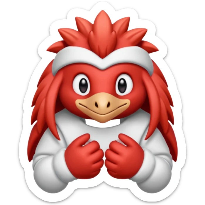 knuckles a red animal with peach arms and white mittens that have no fingers , he’s a echidna with red eyes sticker