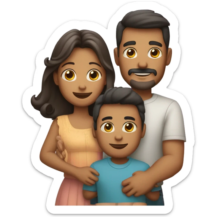 una familia solo con un padre y dos niños, un hijo mayor que el otro. sticker