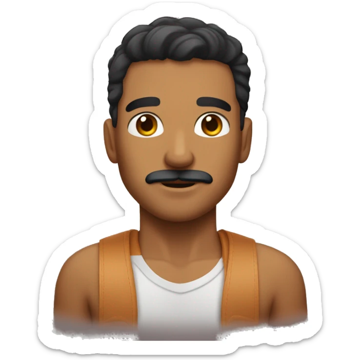 A guy have tan skin from jordan he have a mustache not condensed and littlebit wide nose sticker
