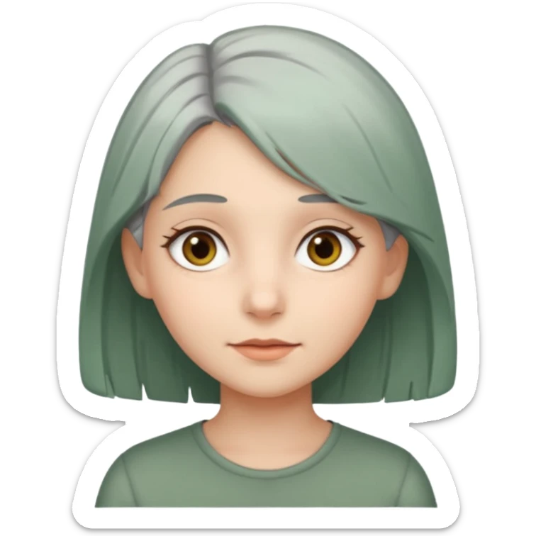 Girl with greenish gray hair and light brown eyes sticker
