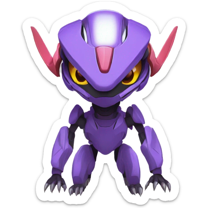 a Genesect-Raptor-Fakémon—hybrid with a futuristic visor-helmet full body sticker