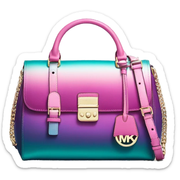 Realistic metallic teal purple pink ombre Michael kors satchel purse.  sticker