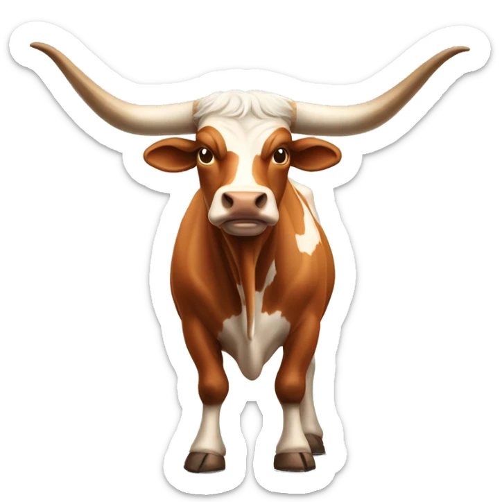 bull, Texas Longhorn, ridiculously long horns, full body, fat, university of Texas  sticker