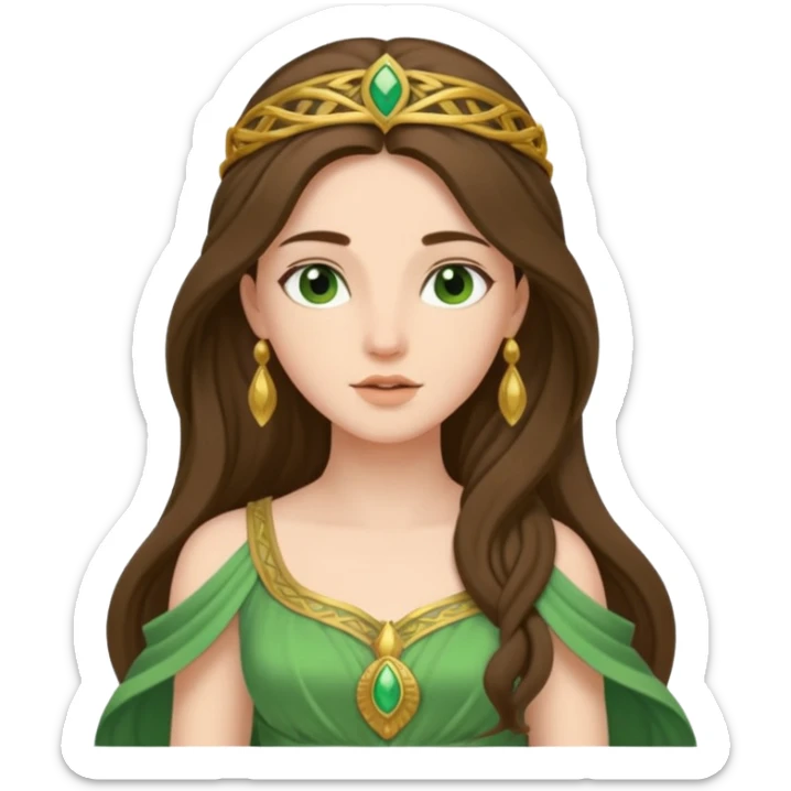 Juno, Marriage Goddess from Rome Mythology with long brunette hair, green outfit sticker
