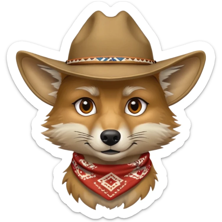 Coyote with a cowboy / outlaw style, serious look sticker