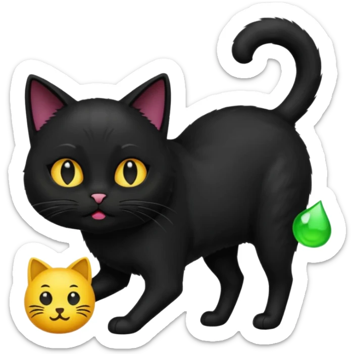 Black animal cat with nlack shoes and smellt emoji sticker