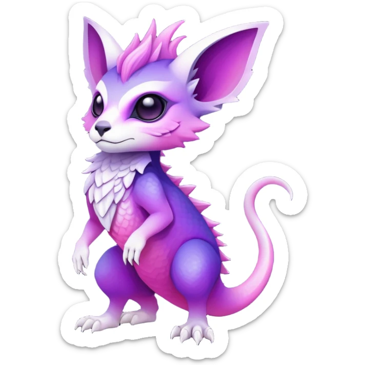 Cool Edgy Purple-pink-white-gradient ethereal badass Fionbri-Vernid-Trico-animal-creature full body sticker