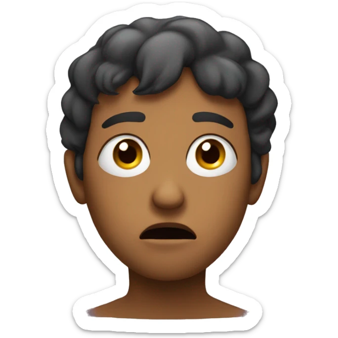 person with an upset face with their eyes directed to the side of them sticker