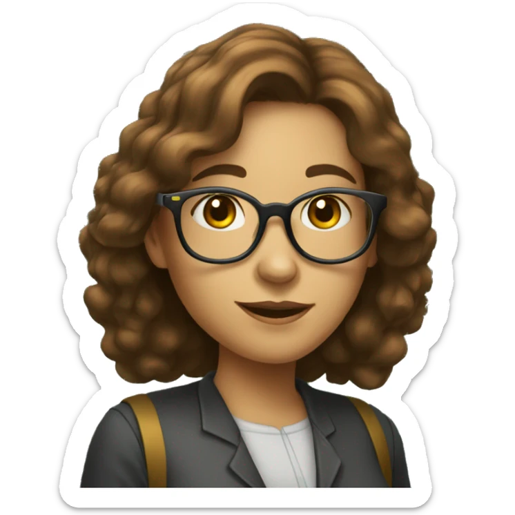 female mathematician with golde-brown hair and with glasses in front of a chalkboard  sticker