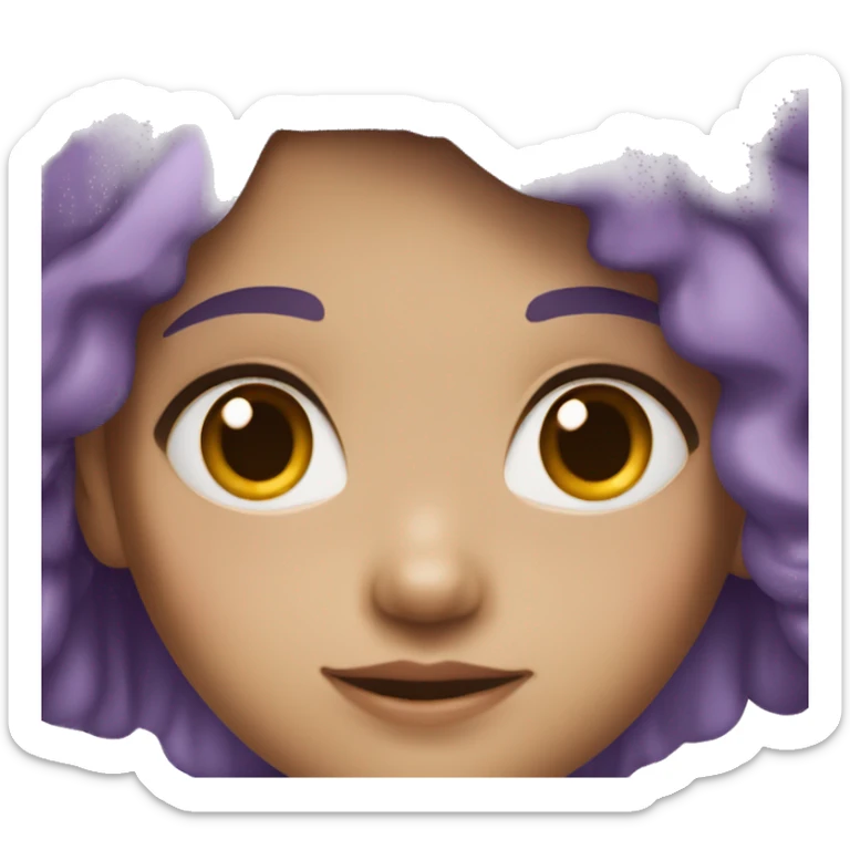 10 year old girl with purple hair and blue eyes and light skin color sticker