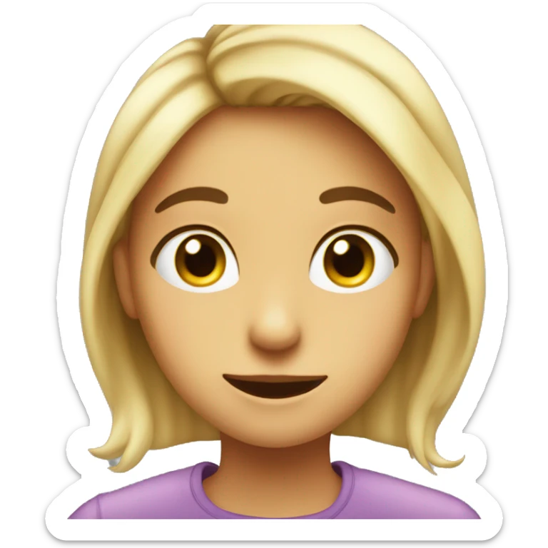 Create a girl face with an emotion kind of weirded out, doesn't know what to say, but happyy sticker