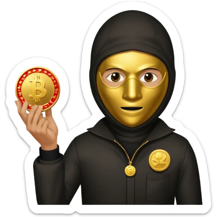 Robber emoji holding a 💰 wearing a mask that is made of robber suit without showing his hand the 💰 need to be in the left sticker