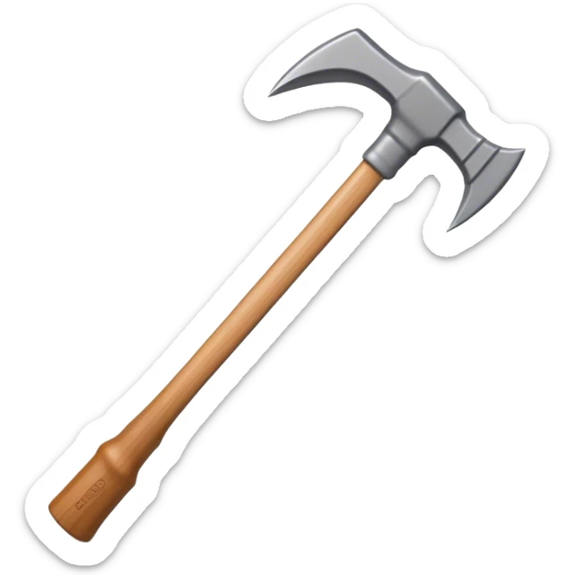 Clash of Clans aesthetic: Cinematic Playful Pixel 3D isometric Pickaxe Emoji, rendered in a 3D vector-style similar to standard emojis with minimal shading and bold, simplified shapes. A compact, distinct form with signature details, softly glowing with a pixelated adventure charm. Simplified yet unmistakably iconic, highly detailed and consistent, glowing with a soft radiance and high shine. Stylized with a touch of classic pixel-art charm and a soft glowing outline, capturing the essence of a beloved gaming relic with a friendly, playful manner! sticker