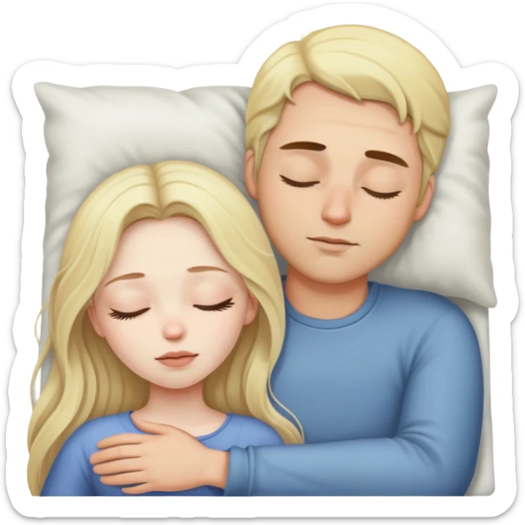 girl with long dark brown hair and pale skin sleeping with a man who is blonde sticker