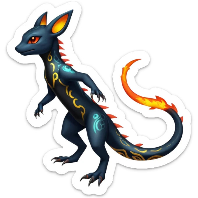 Colorful Dark Shiny Exotic Salandit-Umbreon-Quilava-Fakémon-hybrid-creature (full body)  sticker