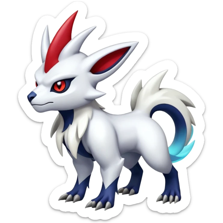 Shiny Colorful Gothic Exotic Badass Cool Absol-Zangoose-Pokémon-Fakémon-hybrid-creature (full body) sticker