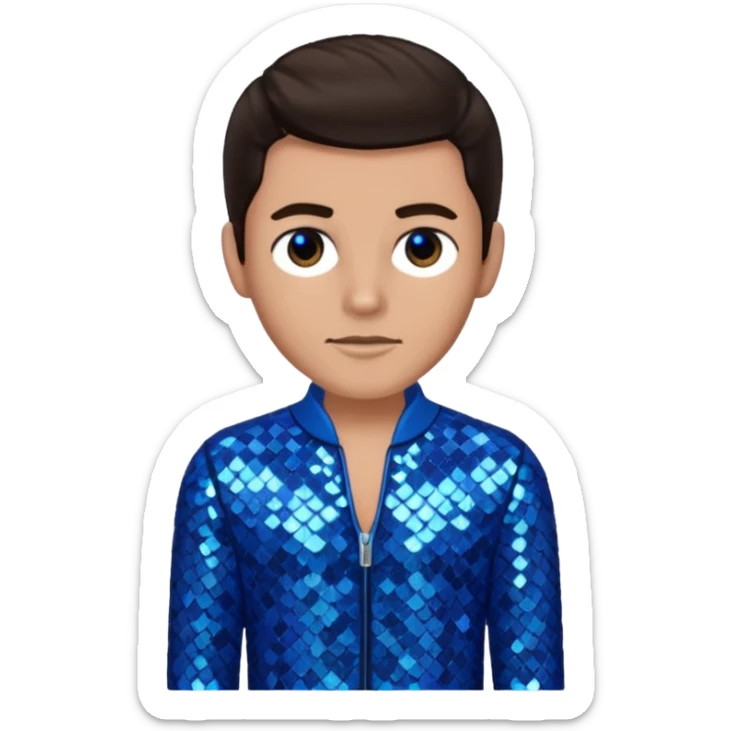 Joseph, father of Jesus from The Bible with dark brown hair, blue sequin outfit sticker