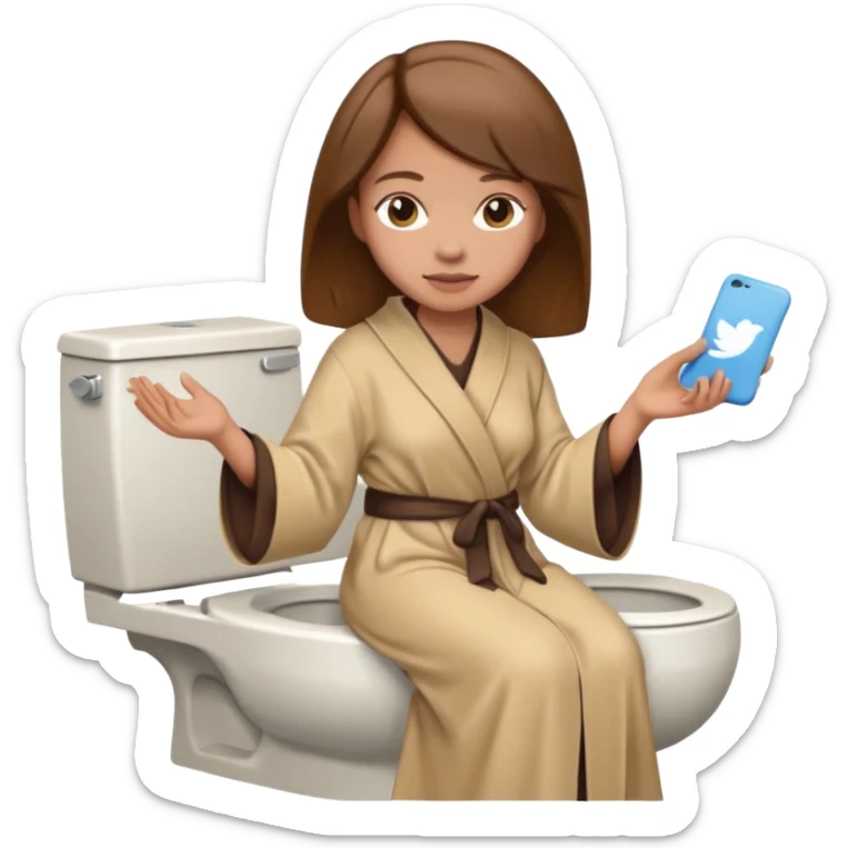 emoji femme brune peau claire sur des toilettes sticker
