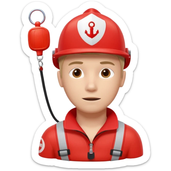 lifeguard portrait, head and shoulders only, wearing red lifeguard uniform, rescue whistle and buoy strap visible, confident alert expression, beach safety vibe, 3D cartoon, mobile game icon style, clean background, no text, no watermark
 sticker
