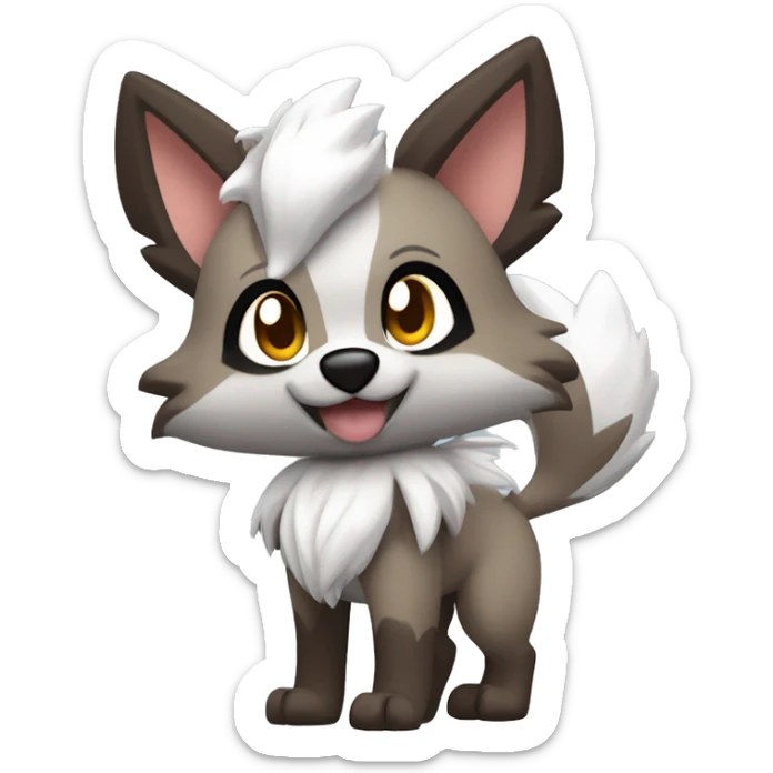 Kawaii Cool Chibi Poochyena-Rocruff-Lycanroc-Pokémon Full Body Detailed High Quality sticker