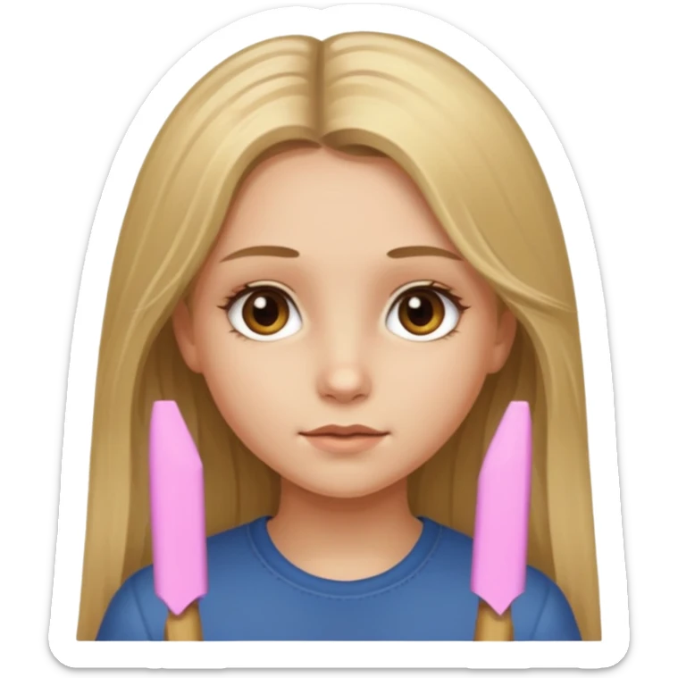 A young girl with long dirty blonde hair and hazel eyes sticker