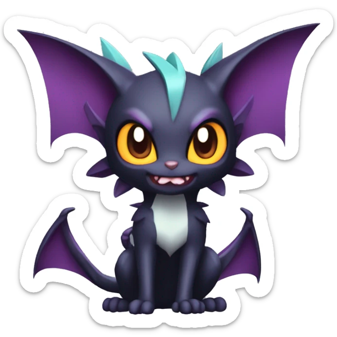 Kawaii Edgy Cool Vampiric Beautiful Noivern-Nargacuga-Litten with big Bat Ears full body sticker