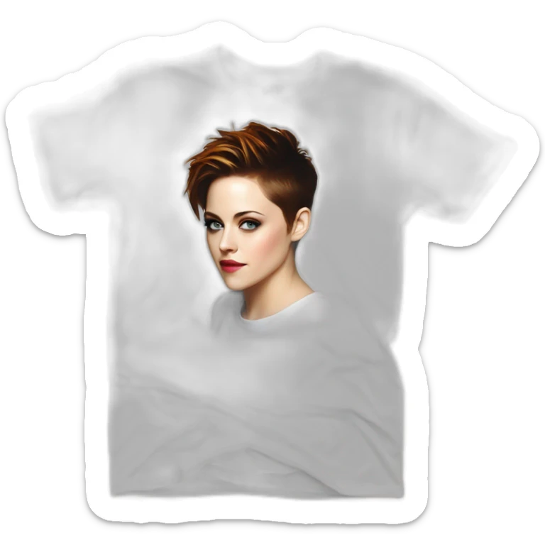 Kristen stewart short hair round neck t-shirt sticker