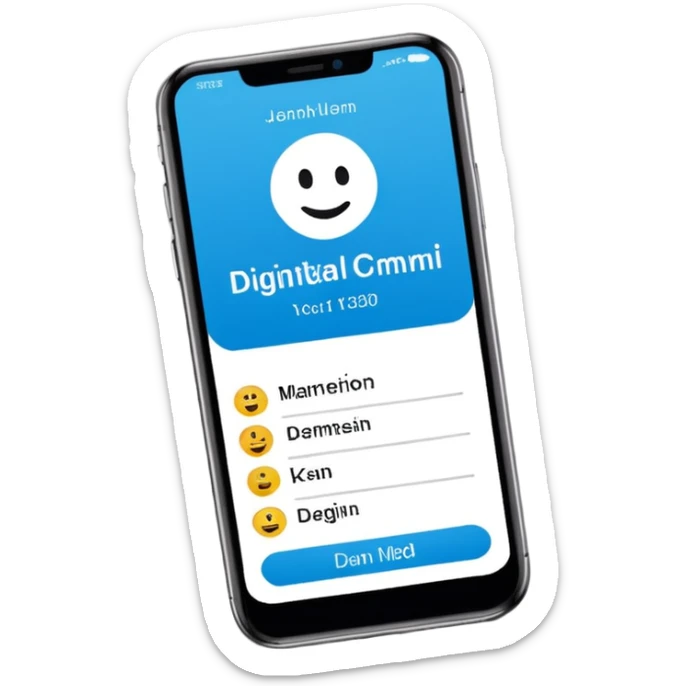 digital busniess card on a phone screen in english written just a phone screen no hands and a very professional without any empji sticker