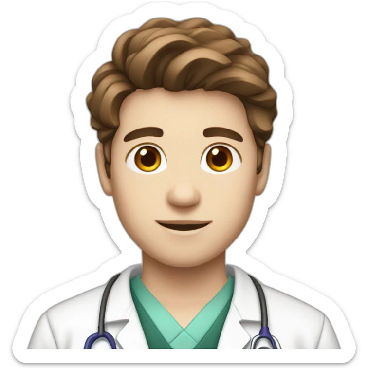 young male medical student with white skin and brown hair sticker